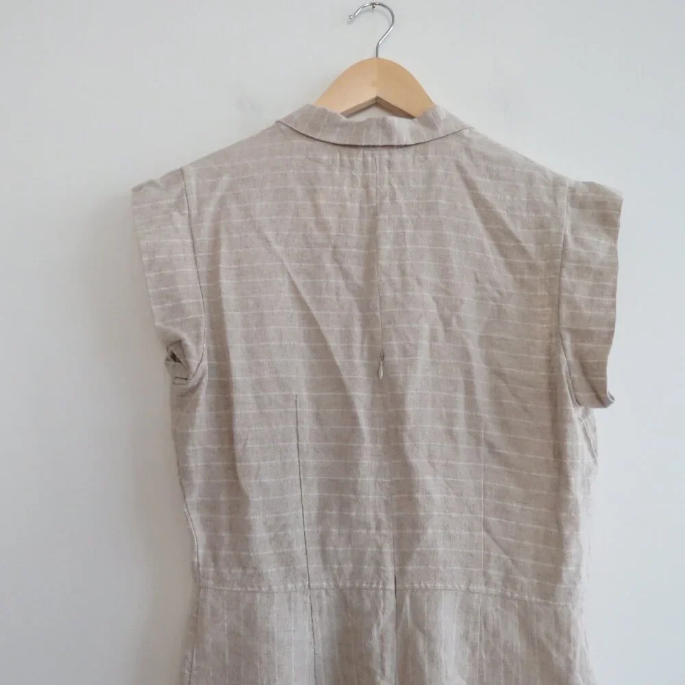 CHRISTY DAWN Phoebe Jumpsuit 100% Linen in Striped Tan Neutral - Size M - Picture 11 of 15